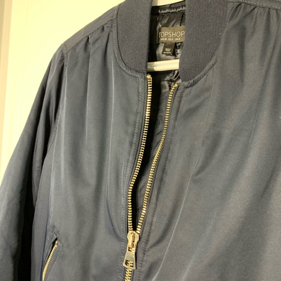 TOPSHOP Navy Bomber Jacket - Picture 3 of 6
